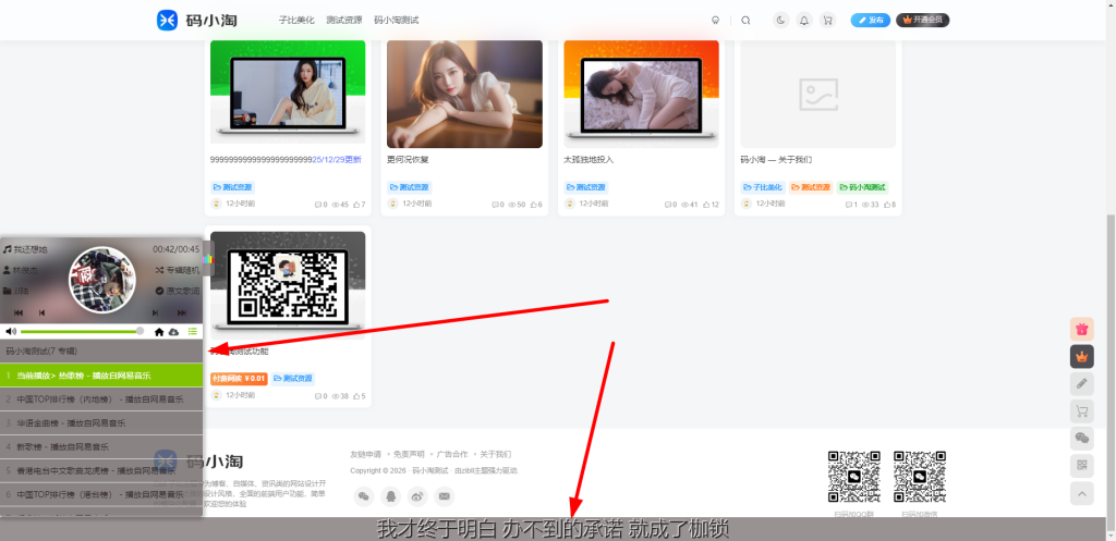 子比主题 – 音乐播放器插件-码小淘博客