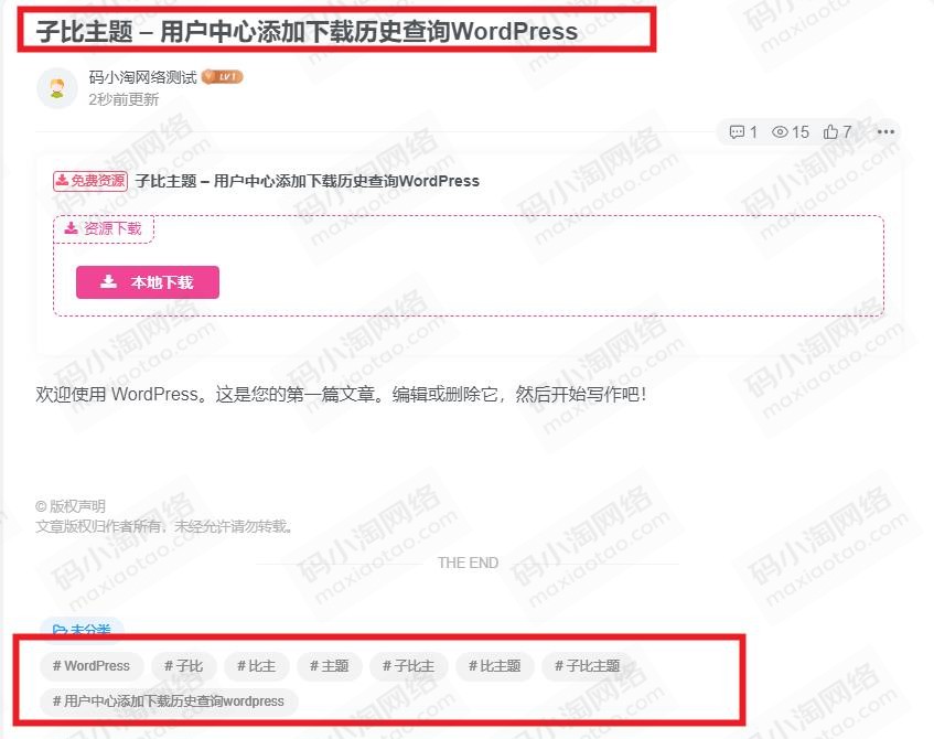 子比主题 – 内容关联标签优化教程-码小淘博客